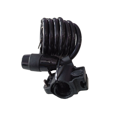 bicycle key lock with long cable lock closeup view by omobikes